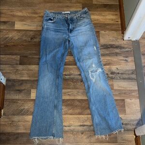 Zara Distressed Bootcut/flare style Blue Jeans size 8